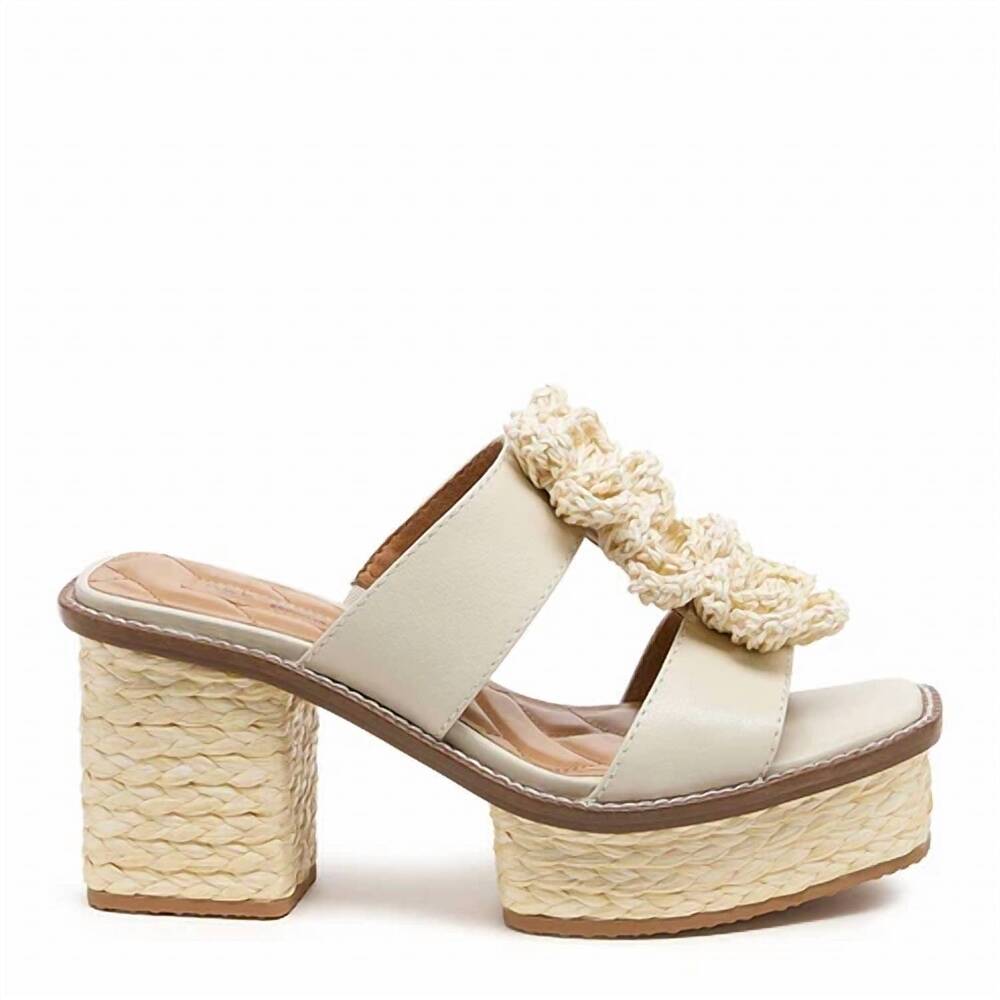 NEW KELSI DAGGER women's grandy raffia flower platform sandals in white